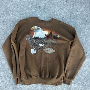 JNCO Brown Eagle Graphic Crewneck Sweater